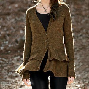 Peruvian Connection Ruffle Hem Cardigan